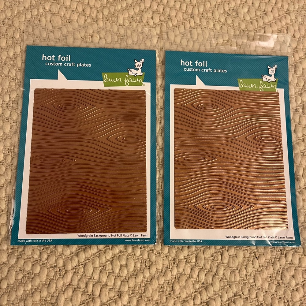 Bundle of two Lawn Fawn Hot Foil Custom Craft Plate Woodgrain
